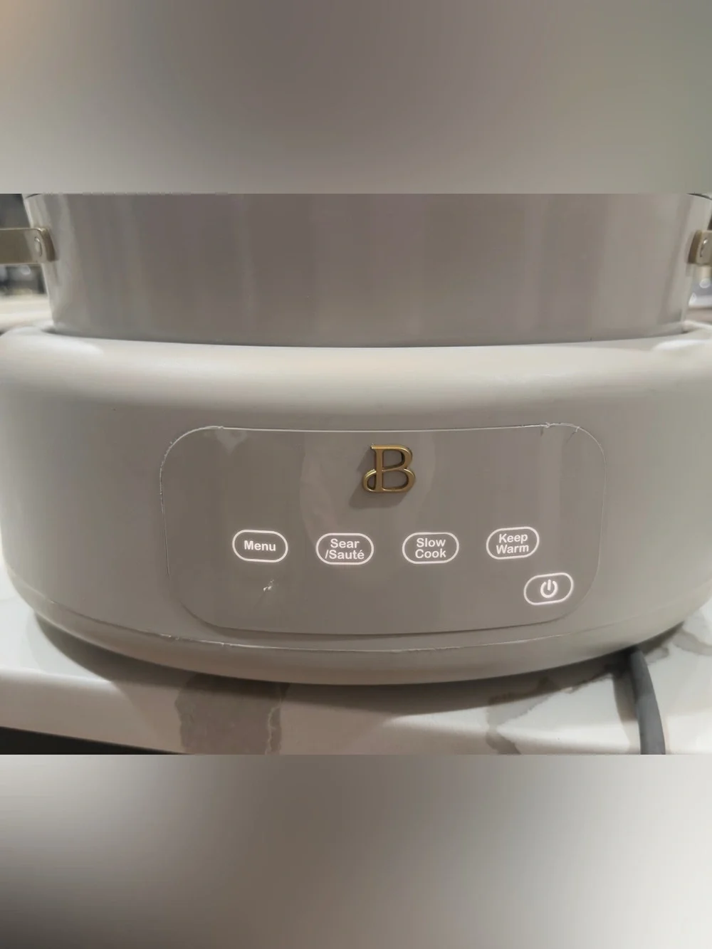 Cream Vanity Tray with Gold 'B' Accent by B Brand